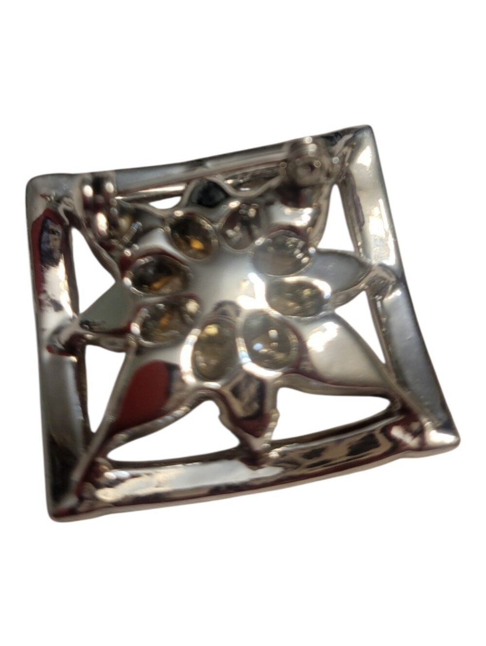 Vintage Crystal Rhinestone Flower Brooch - Picture 5 of 5